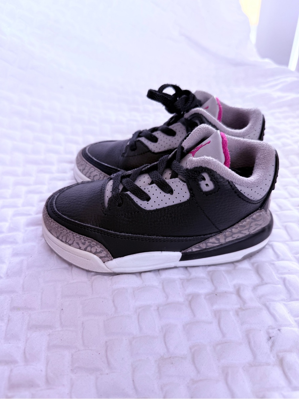 “SIZE 9C” AIR JORDAN 3 RETRO BLACK CEMENT